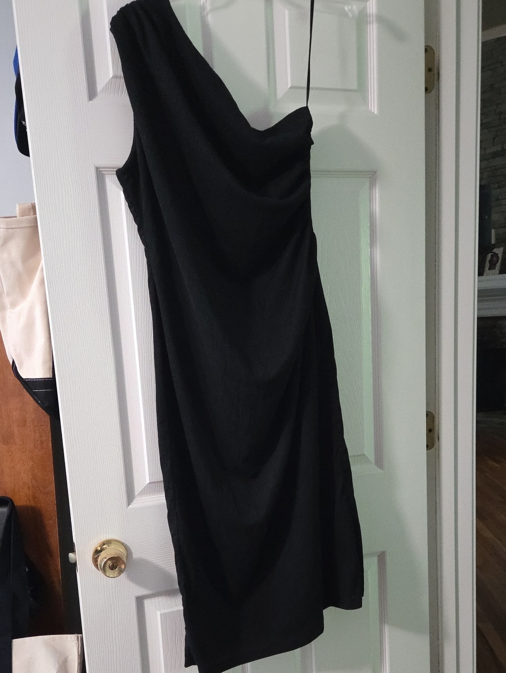 H&M Black One-Shoulder Draped Dress